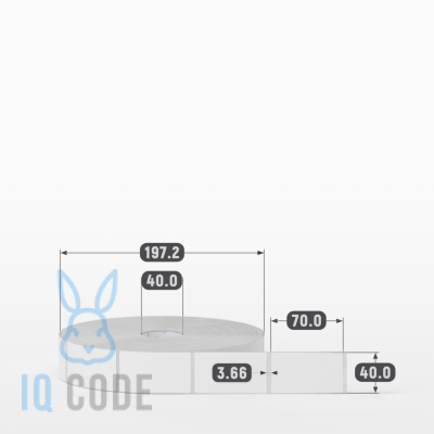 Полипропиленовая этикетка 40х70 белая, втулка 40 мм (к) (рядов 1 по 3000 шт)  IQ code	
