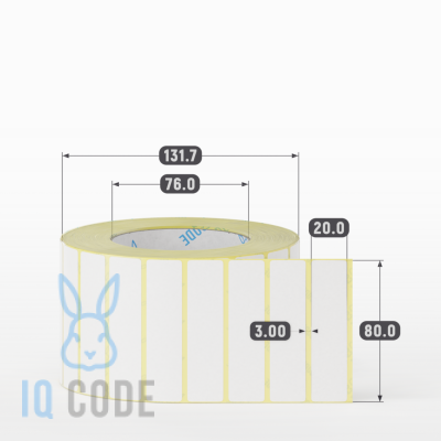 Термоэтикетка ЭКО 80х20, втулка 76 мм (к) (рядов 1 по 3000 шт)  IQ code	