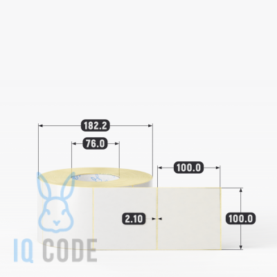 Термотрансферная этикетка 100х100 (рядов 1 по 1 500 шт) Полуглянец в рулоне, втулка 76 мм (к) IQ code