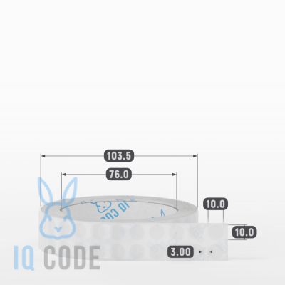 Этикетка самоклеящаяся 10х10 (рядов 2 по 2 500 шт) Прозрачный полипропилен круглая в рулоне, втулка 76 мм (к) IQ code