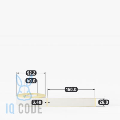 Термотрансферная этикетка 26х150 (рядов 1 по 250 шт) Полуглянец в рулоне, втулка 40 мм (к) IQ code
