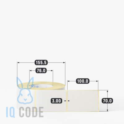 Термотрансферная этикетка 70х100 (рядов 1 по 1 000 шт) Полуглянец в рулоне, втулка 76 мм (к) IQ code