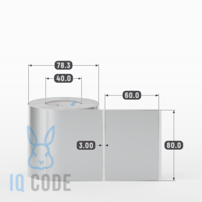 Этикетка 80х60, втулка 40 мм (к) (рядов 1 по 500 шт) PET Matt Silver IQ code Этикетка 80х60, втулка 40 мм (к) (рядов 1 по 500 шт) PET Matt Silver IQ code