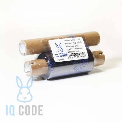 Риббон (красящая лента) Resin HR320D+ 64	мм х 74 м Out Черный, втулка 0.5 дюйма (110мм ширина) IQ code