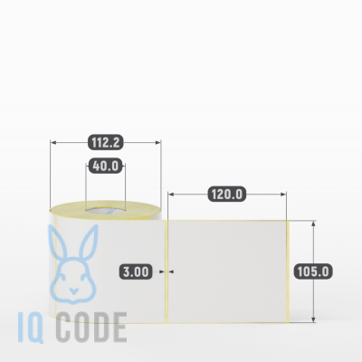 Термотрансферная этикетка 105х120 полуглянцевая, втулка 40 мм (к) (рядов 1 по 500 шт)  IQ code	