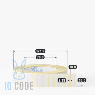 Термотрансферная этикетка 30х10 (рядов 1 по 5 000 шт) Полуглянец в рулоне, втулка 76 мм (к) IQ code