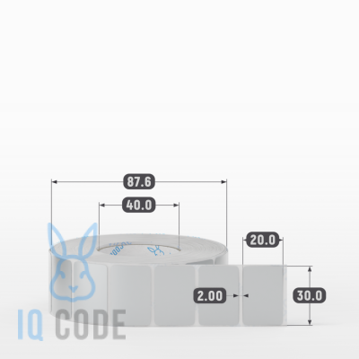 Этикетка 30х20, втулка 40 мм (к) (рядов 1 по 2000 шт) PET Matt Silver IQ code Этикетка 30х20, втулка 40 мм (к) (рядов 1 по 2000 шт) PET Matt Silver IQ code