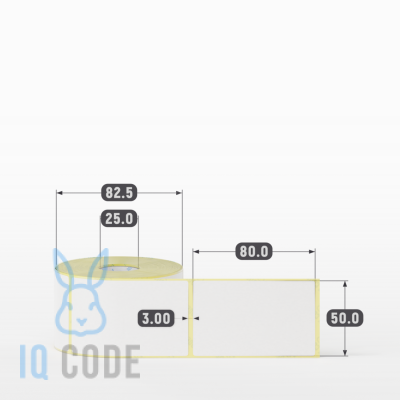 Термоэтикетка ТОП 50х80, втулка 25 мм (к) (рядов 1 по 400 шт)  IQ code	