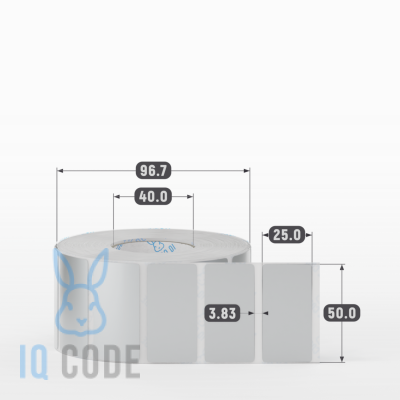 Этикетка 50х25, втулка 40 мм (к) (рядов 1 по 2000 шт) PET Matt Silver IQ code Этикетка 50х25, втулка 40 мм (к) (рядов 1 по 2000 шт) PET Matt Silver IQ code
