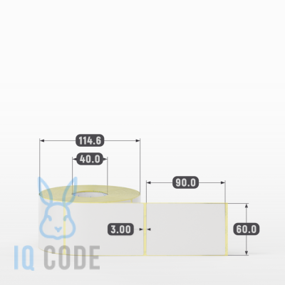 Термотрансферная этикетка 60х90 полуглянцевая, втулка 40 мм (к) (рядов 1 по 700 шт)  IQ code	