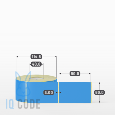 Термотрансферная этикетка 60х90 полуглянцевая, втулка 40 мм (к) (рядов 1 по 700 шт)  IQ code	