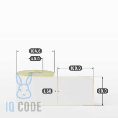 Термоэтикетка ЭКО 80х100, втулка 40 мм (к) (рядов 1 по 500 шт)  IQ code	