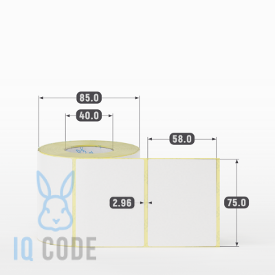 Термоэтикетка ЭКО 75х58, втулка 40 мм (к) (рядов 1 по 500 шт)  IQ code	