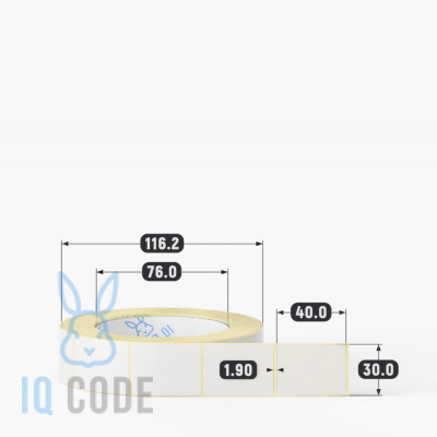 Термотрансферная этикетка 30х40 (рядов 1 по 1 000 шт) Полуглянец в рулоне, втулка 76 мм (к) IQ code