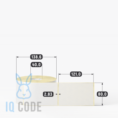 Термотрансферная этикетка 80х121 (рядов 1 по 800 шт) Полуглянец в рулоне, втулка 40 мм (к) IQ code