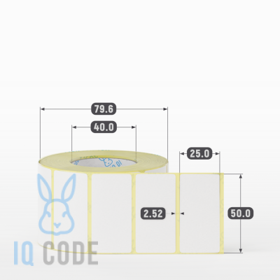 Этикетка самоклеящаяся 50х25 (рядов 1 по 1 000 шт) Termo TOP съёмный клей в рулоне, втулка 40 мм (к) IQ code