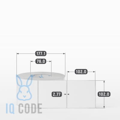 Полипропиленовая этикетка 102х102 белая, втулка 76 мм (к) (рядов 1 по 1400 шт)  IQ code	