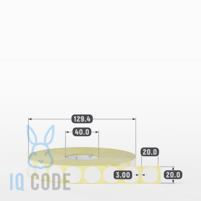 Термоэтикетка ЭКО 20х20, втулка 40 мм (к) (рядов 1 по 4000 шт) круглая IQ code Термоэтикетка ЭКО 20х20, втулка 40 мм (к) (рядов 1 по 4000 шт) круглая IQ code