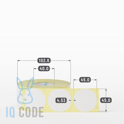 Термоэтикетка ТОП 45х45, втулка 40 мм (к) (рядов 1 по 1000 шт) круглая IQ code	