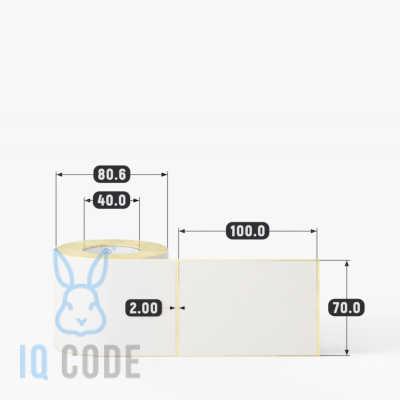 Этикетка самоклеящаяся 70х100 (рядов 1 по 250 шт) Termo TOP в рулоне, втулка 40 мм (к) IQ code