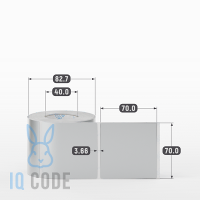 Этикетка 70х70, втулка 40 мм (к) (рядов 1 по 500 шт) PET Matt Silver  IQ code	