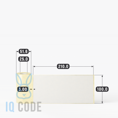 Этикетка самоклеящаяся 100х210 (рядов 1 по 50 шт) Termo ECO в рулоне, втулка 25 мм (к) IQ code
