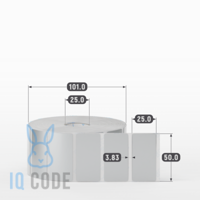 Этикетка 50х25, втулка 25 мм (к) (рядов 1 по 2500 шт) PET Matt Silver IQ code Этикетка 50х25, втулка 25 мм (к) (рядов 1 по 2500 шт) PET Matt Silver IQ code