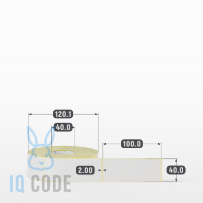 Термотрансферная этикетка  40х100 полуглянцевая, втулка 40 мм (к) (рядов 1 по 700 шт) IQ code	