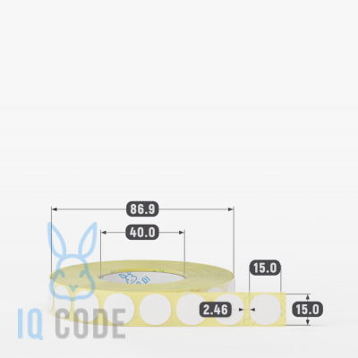 Этикетка самоклеящаяся 15х15 (рядов 1 по 2 000 шт) Termo ECO круглая в рулоне, втулка 40 мм (к) IQ code