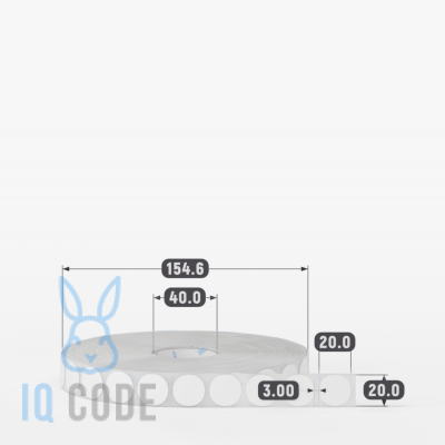 Этикетка самоклеящаяся 20х20 (рядов 1 по 6 000 шт) Полипропилен белый круглая в рулоне, втулка 40 мм (к) IQ code