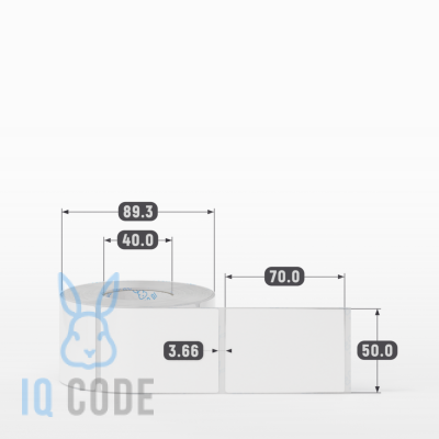 Полипропиленовая этикетка 50х70 белая, втулка 40 мм (к) (рядов 1 по 500 шт)  IQ code	