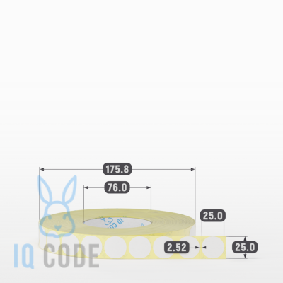 Термоэтикетка ТОП 25х25, втулка 76 мм (к) (рядов 1 по 5000 шт) круглая IQ code	