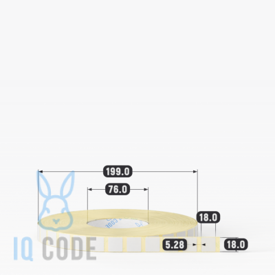 Термотрансферная этикетка 18х18 (рядов 1 по 10 000 шт) Полуглянец в рулоне, втулка 76 мм (к) IQ code