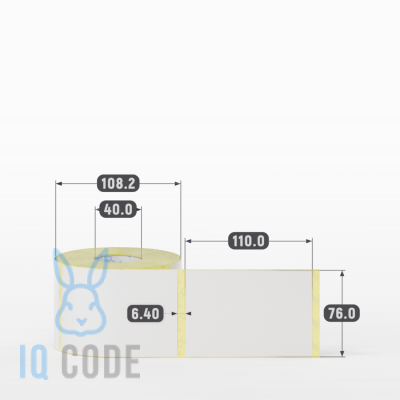 Термотрансферная этикетка 76х110 полуглянцевая, втулка 40 мм (к) (рядов 1 по 500 шт)  IQ code	