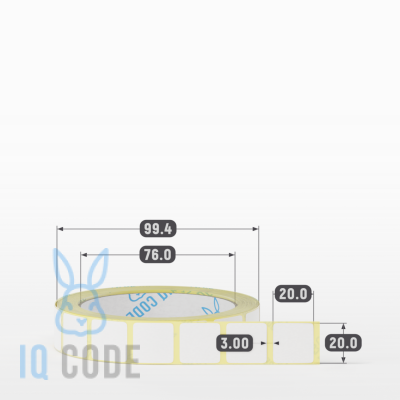 Термоэтикетка ЭКО 20х20, втулка 76 мм (к) (рядов 1 по 1000 шт)  IQ code	