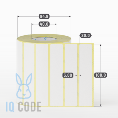 Термоэтикетка ЭКО 100х20, втулка 40 мм (к) (рядов 1 по 1500 шт)  IQ code	