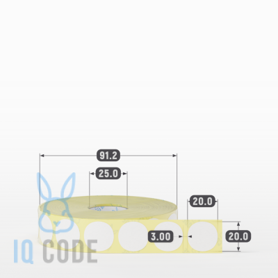 Термоэтикетка ТОП 20х20, втулка 25 мм (к) (рядов 1 по 2000 шт) круглая IQ code	