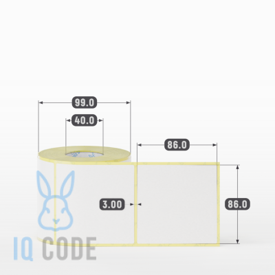 Термоэтикетка ЭКО 86х86, втулка 40 мм (к) (рядов 1 по 500 шт)  IQ code	
