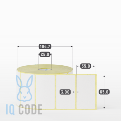 Термоэтикетка ТОП 65х35, втулка 25 мм (к) (рядов 1 по 1500 шт)  IQ code	
