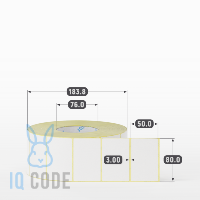 Термоэтикетка ЭКО 80х50, втулка 76 мм (к) (рядов 1 по 3000 шт)  IQ code	
