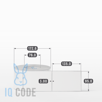 Полипропиленовая этикетка 95х135 белая, втулка 76 мм (к) (рядов 1 по 1000 шт)  IQ code	