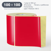 Этикетка 100х100/Полуглянец/500/40 мм (к)/1/ Pantone 185 C 