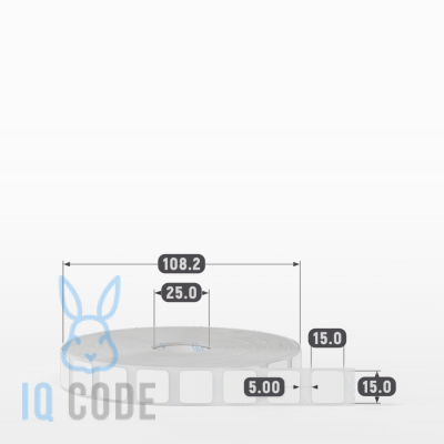 Полипропиленовая этикетка 15х15 белая, втулка 25 мм (к) (рядов 1 по 4000 шт)  IQ code	