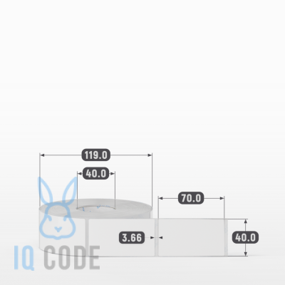 Полипропиленовая этикетка 40х70 белая, втулка 40 мм (к) (рядов 1 по 1000 шт)  IQ code	