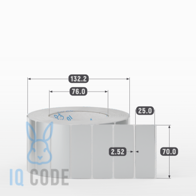 Этикетка 70х25, втулка 76 мм (к) (рядов 1 по 3000 шт) PET Matt Silver  IQ code	
