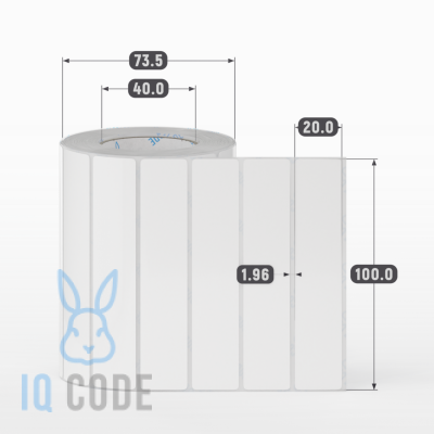 Полипропиленовая этикетка 100х20 белая, втулка 40 мм (к) (рядов 1 по 1000 шт)  IQ code	
