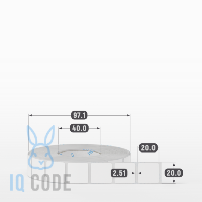 Этикетка самоклеящаяся 20х20 (рядов 1 по 2 000 шт) Термополипропилен белый в рулоне, втулка 40 мм (к) IQ code	