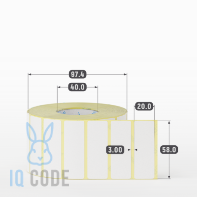 Термоэтикетка ТОП 58х20, втулка 40 мм (к) (рядов 1 по 2000 шт) IQ code Термоэтикетка ТОП 58х20, втулка 40 мм (к) (рядов 1 по 2000 шт) IQ code