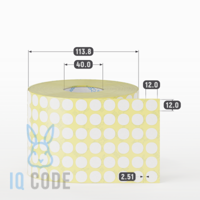 Термоэтикетка ЭКО 12х12, втулка 40 мм (к) (рядов 6 по 5000 шт) круглая IQ code Термоэтикетка ЭКО 12х12, втулка 40 мм (к) (рядов 6 по 5000 шт) круглая IQ code
