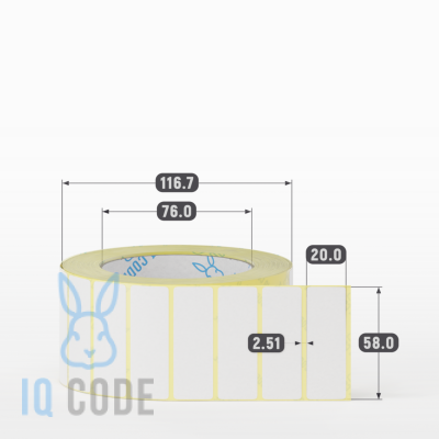 Термоэтикетка ЭКО 58х20, втулка 76 мм (к) (рядов 1 по 2000 шт)  IQ code	